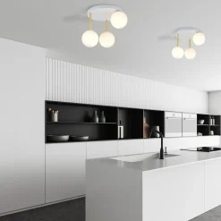 Deckenlampe Weiß Gold 3x E14 Glas Metall blendarm