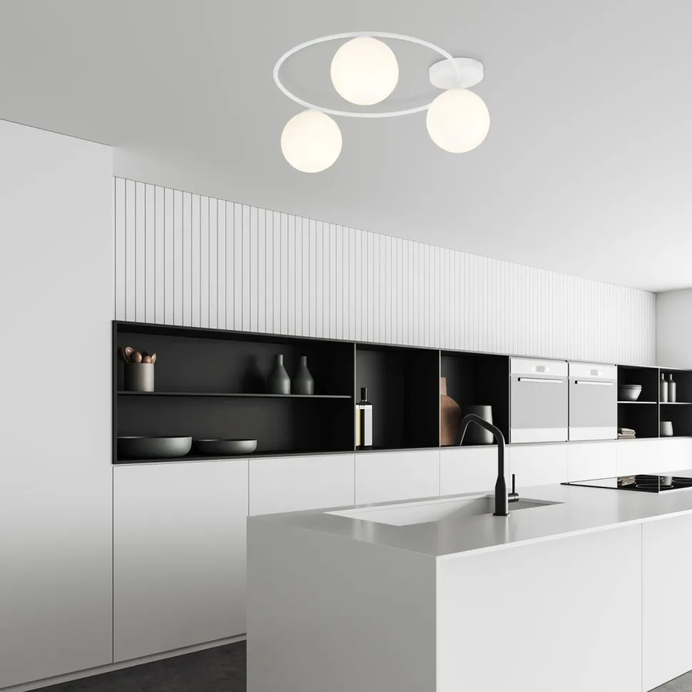 Deckenlampe Weiß H: 20 cm Ø 47 cm 3-flammig