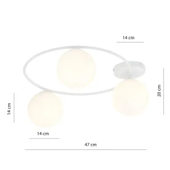 Deckenlampe Weiß H: 20 cm Ø 47 cm 3-flammig