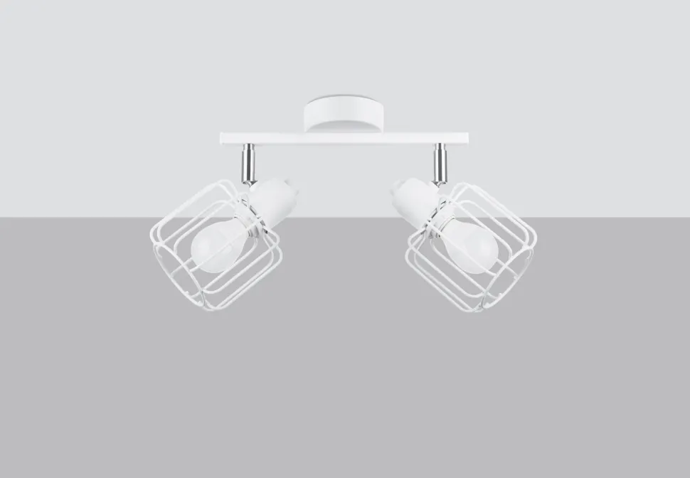 Deckenlampe Weiß Metall 2-flammig B: 27 cm Retro