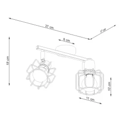 Deckenlampe Weiß Metall 2-flammig B: 27 cm Retro