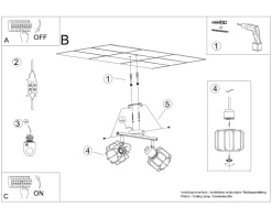 Deckenlampe Weiß Metall 2-flammig B: 27 cm Retro