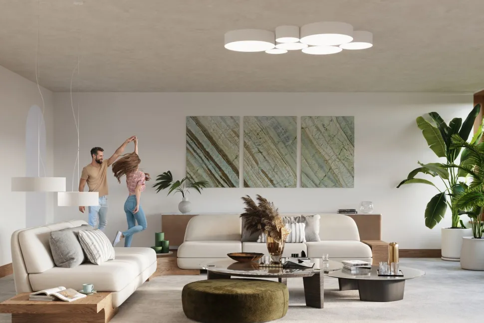 Deckenlampe Weiß rund Ø 55 cm 4x E27 blendarm Modern