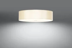 Deckenlampe Weiß Stoff Glas Ø 50 cm rund blendarm 5x E27