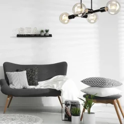 Deckenlampe Wohnzimmer Metall Schwarz für 8x E27