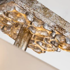 Deckenleichte Glas Metall B: 36,8 cm 2x E27 Silber antik Weiß