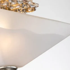 Deckenleichte Glas Metall B: 36,8 cm 2x E27 Silber antik Weiß