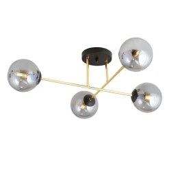 Deckenleuchte ANNETTA Metall Rauchglas Kugel Schirme