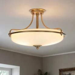 Deckenleuchte ASPERO Messing Creme 4xE27 Lampe