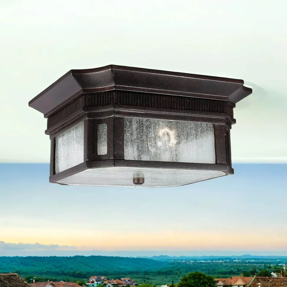 Deckenleuchte Außen in Bronze 2x E27 Regenglas