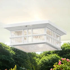 Deckenleuchte außen IP44 E27 Glas Rustikal Weiß