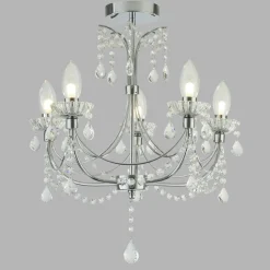 Deckenleuchte Badezimmer Ø 48 cm Kristall Metall IP44