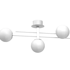Deckenleuchte E27 Glaskugeln Metall Chrom Weiß L:88 cm