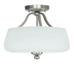 Deckenleuchte E27 Weiß Nickel Ø37cm Glas Metall