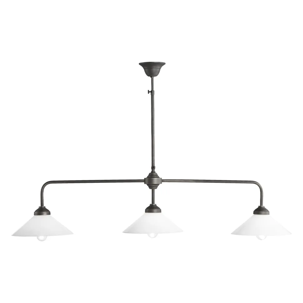 Deckenleuchte 3-flammig B: 114,5 cm Glas Messing E27