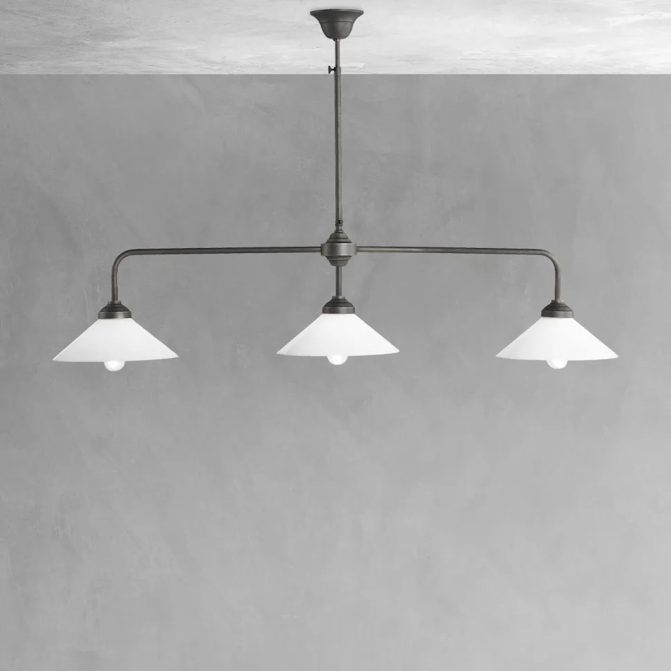 Deckenleuchte 3-flammig B: 114,5 cm Glas Messing E27