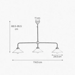 Deckenleuchte 3-flammig B: 114,5 cm Glas Messing E27