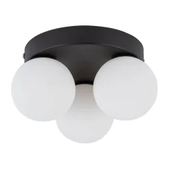 Deckenleuchte 3-flammig G9 Ø 23 cm Schwarz Weiß Glas Metall