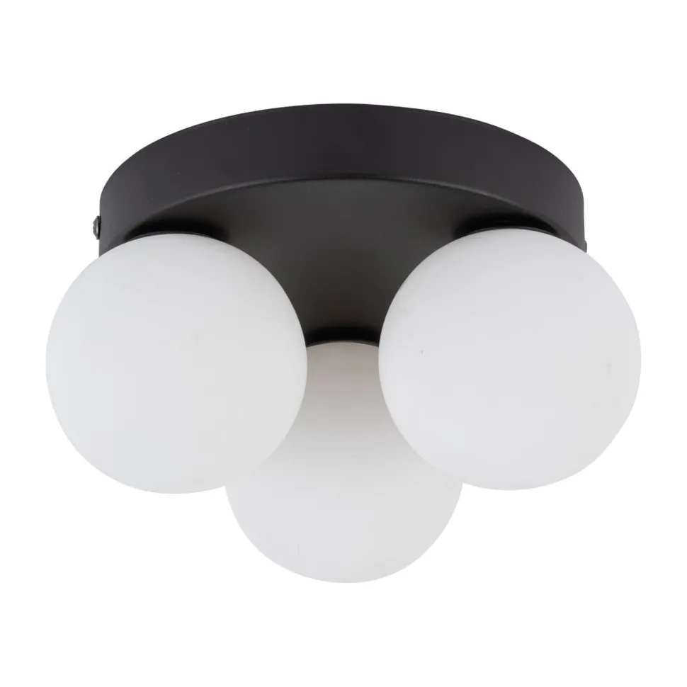 Deckenleuchte 3-flammig G9 Ø 23 cm Schwarz Weiß Glas Metall