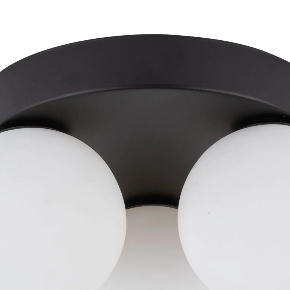 Deckenleuchte 3-flammig G9 Ø 23 cm Schwarz Weiß Glas Metall