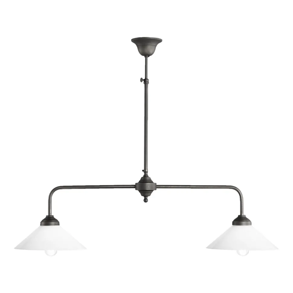 Deckenleuchte 2-flammig Messing Glas H: max. 89,5 cm E27