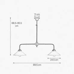Deckenleuchte 2-flammig Messing Glas H: max. 89,5 cm E27