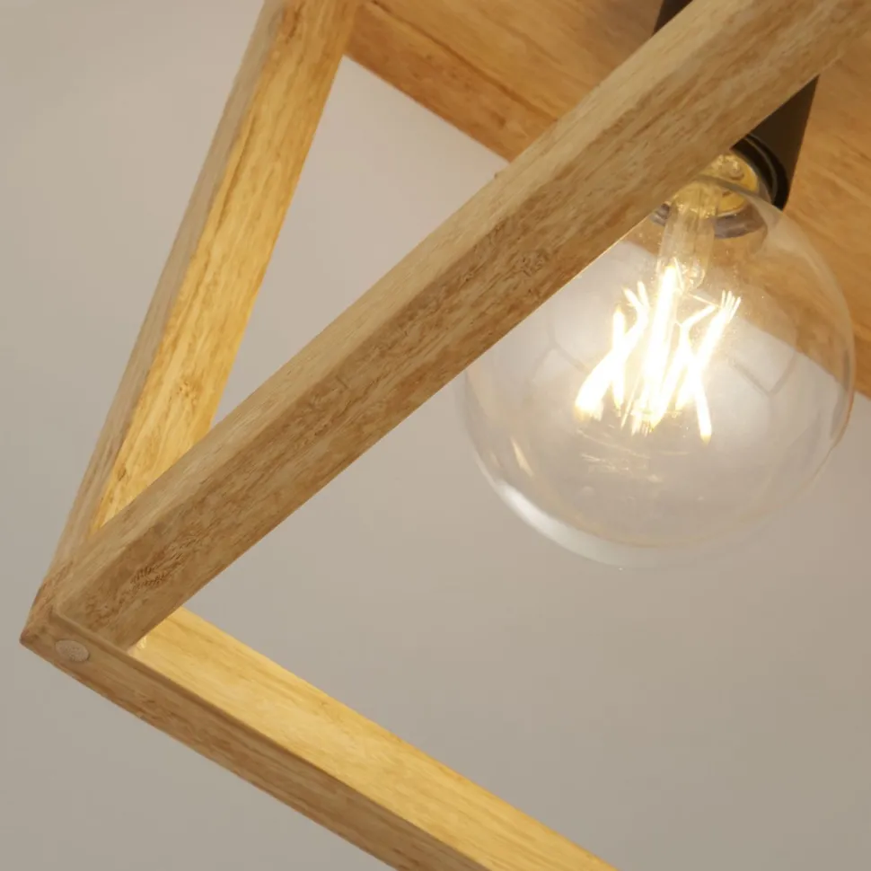 Deckenleuchte 4-flammig Natur Schwarz E27 Holz Metall