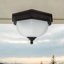 Deckenleuchte für Außen Braun antik Weiß IP44