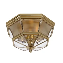 Deckenleuchte für Außen Messing Glas IP44 Vintage