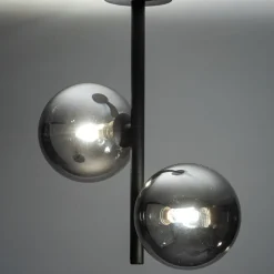 Deckenleuchte Glas Metall 2-flammig G9 Grau Schwarz