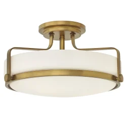 Deckenleuchte Glas Metall in Weiß Messing antik wohnlich