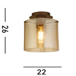Deckenleuchte Glas Metall in Mokka Bernstein L:22 cm
