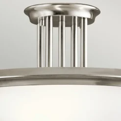 Deckenleuchte Glas Metall Ø42cm rund in Weiß Zinn