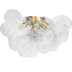 Deckenleuchte Glas Metall 50 cm breit in Gold Modern 6x G9