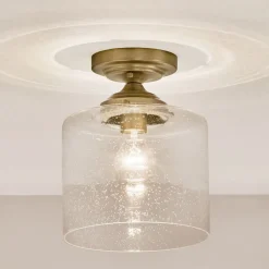 Deckenleuchte Glas Metall E27 Ø 21,6 cm in Messing klein