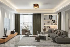 Deckenleuchte Glas Metall in Mokka Bernstein 3-flammig