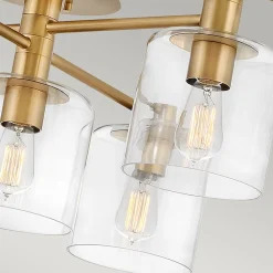 Deckenleuchte Glas Metall verstellbare Breite Messing antik