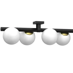 Deckenleuchte Glas satiniert Metall Schwarz Gold 70 cm