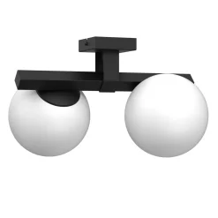 Deckenleuchte Glas satiniert Metall Schwarz 34 cm E27