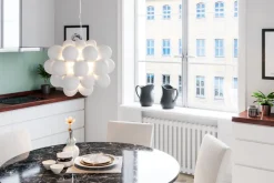 Deckenleuchte Glas Schirme B: 50 cm 8x G9 Modern Weiß Chrom