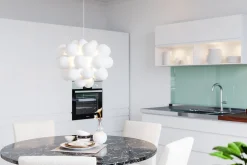 Deckenleuchte Glas Schirme B: 50 cm 8x G9 Modern Weiß Chrom