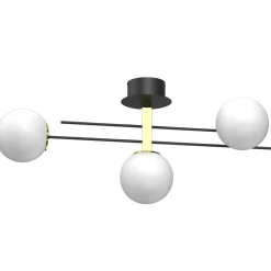 Deckenleuchte Glaskugeln Schwarz Weiß Gold L:88 cm E27