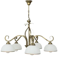 Deckenleuchte Gold Antik Weiß Glasschirm 5-flammig