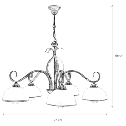 Deckenleuchte Gold Antik Weiß Glasschirm 5-flammig