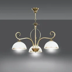 Deckenleuchte Gold Antik Weiß Glasschirm 3-flammig