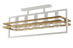 Deckenleuchte Gold Weiß Metall E27 5-flammig länglich