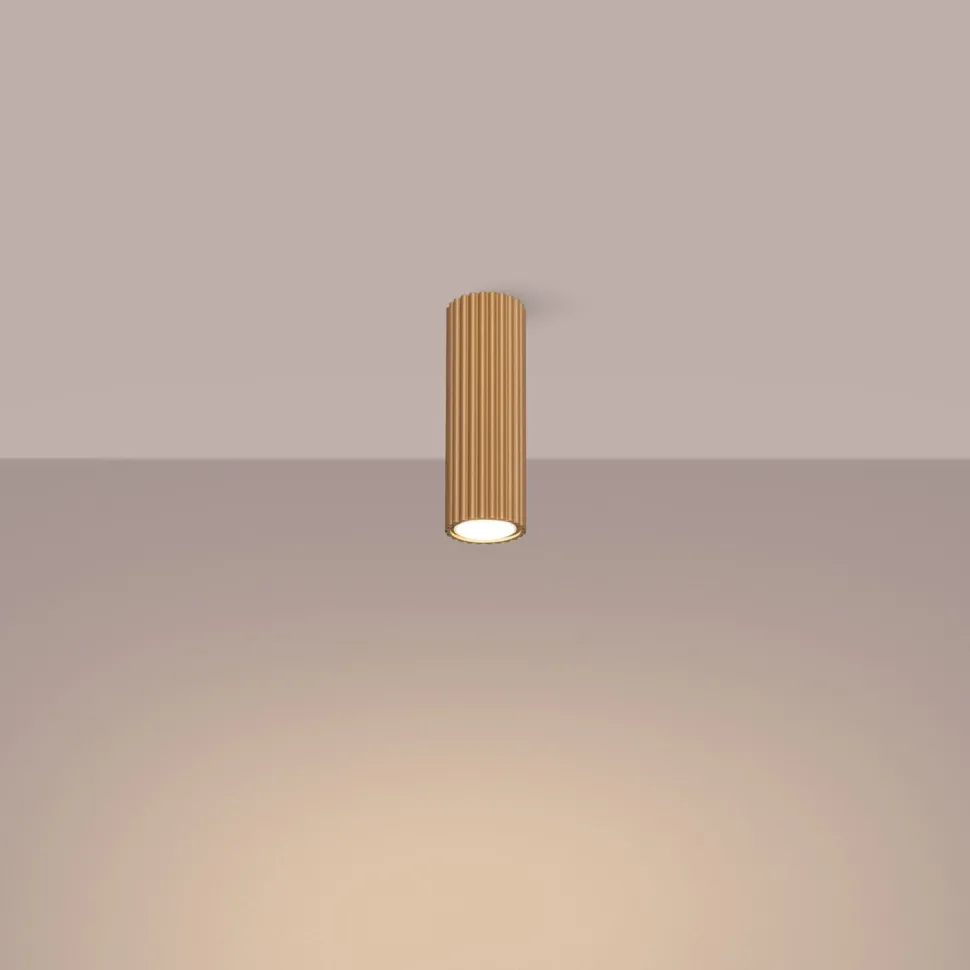 Deckenleuchte GU10 Ø 6,5 cm schmal H: 20 cm in Gold Aufputz