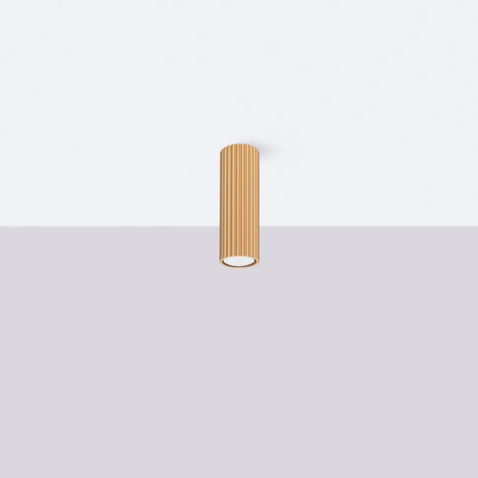 Deckenleuchte GU10 Ø 6,5 cm schmal H: 20 cm in Gold Aufputz