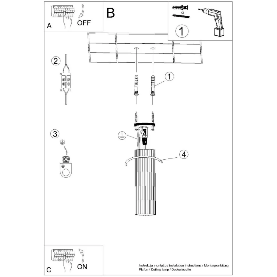 Deckenleuchte GU10 Ø 6,5 cm schmal H: 20 cm in Gold Aufputz