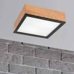 Deckenleuchte Holz B: 31 cm klein quadratisch 2x E27